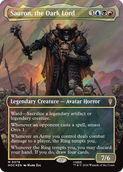 Sauron, the Dark Lord (Borderless) (Surge Foil) card art