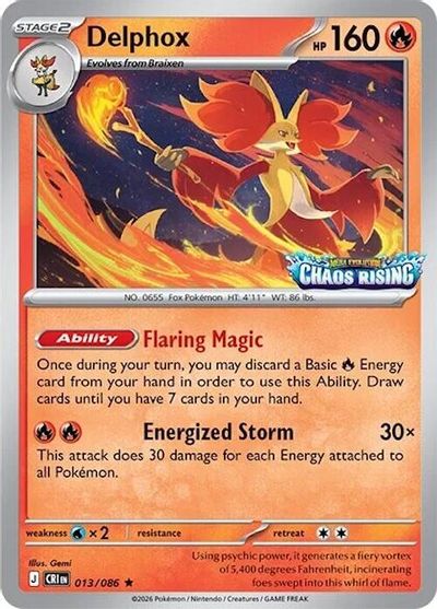 Delphox - 013/086 (Chaos Rising Stamped) card art