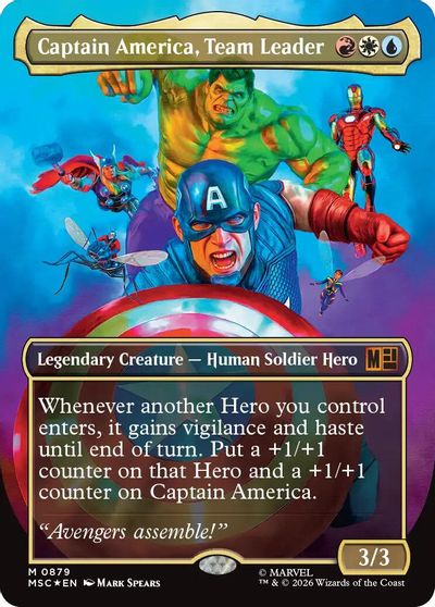 Captain America, Team Leader (Borderless) (Surge Foil) card art