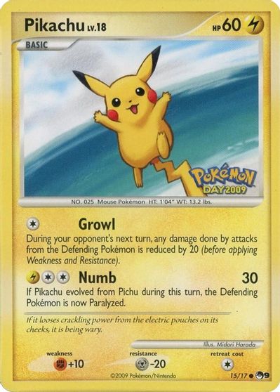 Pikachu (Pokemon Day 2009) card art