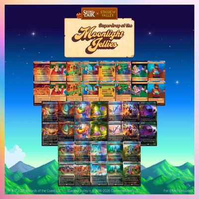 Secret Lair x Stardew Valley: Superdrop of the Moonlight Jellies Grandpa Would Be Proud Everything Bundle card art