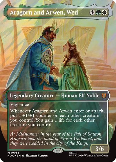 Aragorn and Arwen, Wed (Borderless) (Surge Foil) card art