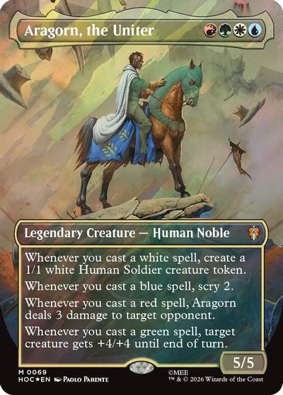 Aragorn, the Uniter (Borderless) (Surge Foil) card art