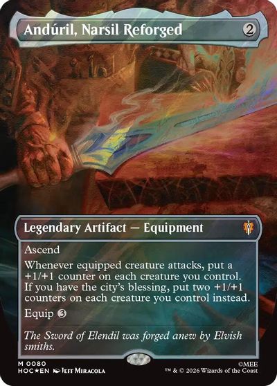 Anduril, Narsil Reforged (Borderless) (Surge Foil) card art