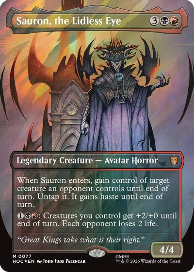 Sauron, the Lidless Eye (Borderless) (Surge Foil) card art