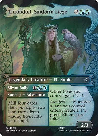 Thranduil, Sindarin Liege (Showcase) (Surge Foil) card art