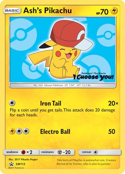 Ash's Pikachu - SM113 card art