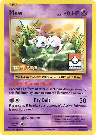 Mew - 53/108 (League Challenge) [1st Place] card art