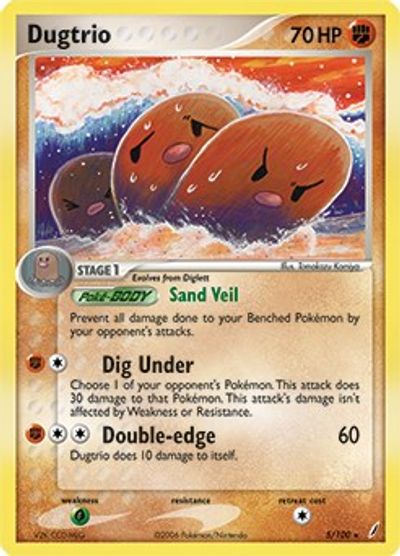 Dugtrio - 5/100 (EX Crystal Guardians) card art
