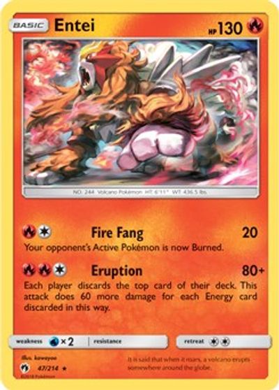 Entei - 47/214 (SM Lost Thunder) card art