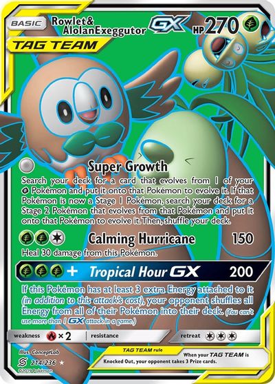 Rowlet & Alolan Exeggutor GX (Full Art) card art
