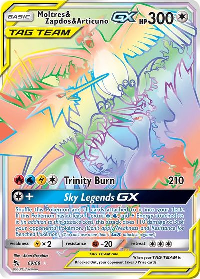 Moltres & Zapdos & Articuno GX (Secret) card art