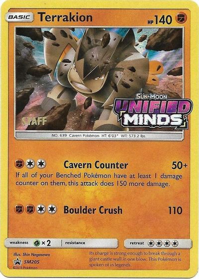 Terrakion - SM205 (Prerelease) [Staff] card art