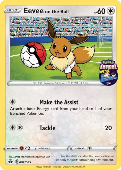Eevee on the Ball - 002/005 (Pokemon Futsal) card art