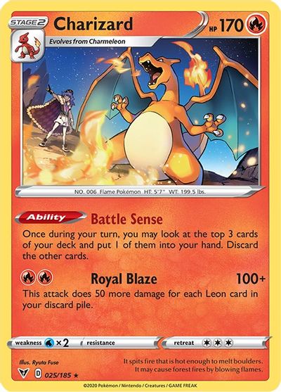 Charizard - 25/185 (Cracked Ice Holo) card art
