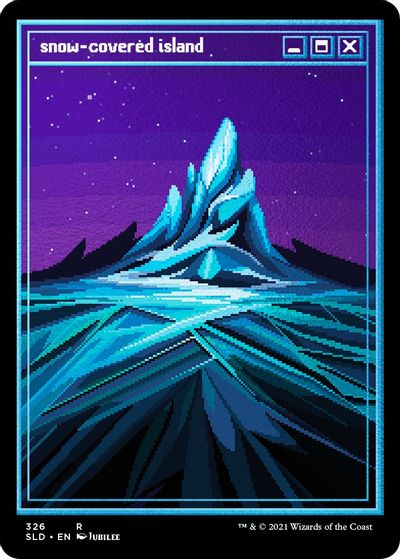 Snow-Covered Island (PixelSnowLands.jpg) (Foil Etched) card art