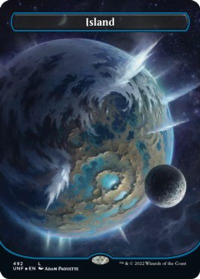 Island (492) (Borderless) (Galaxy Foil) card art