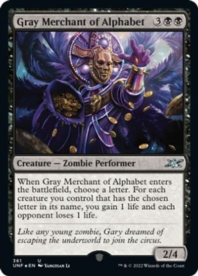 Gray Merchant of Alphabet (Galaxy Foil) card art