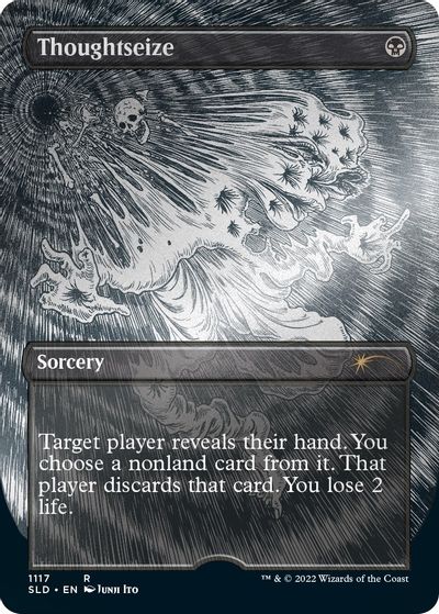Thoughtseize (Borderless) (Foil Etched) card art