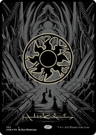 Plains (Phyrexian) - Full Art (Oil Slick Raised Foil) card art