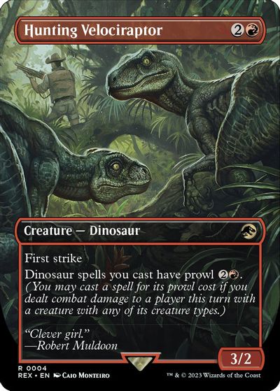 Hunting Velociraptor (Borderless) card art