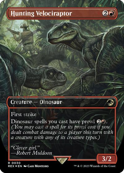 Hunting Velociraptor (Borderless) (Emblem) card art