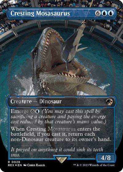 Cresting Mosasaurus (Borderless) (Emblem) card art