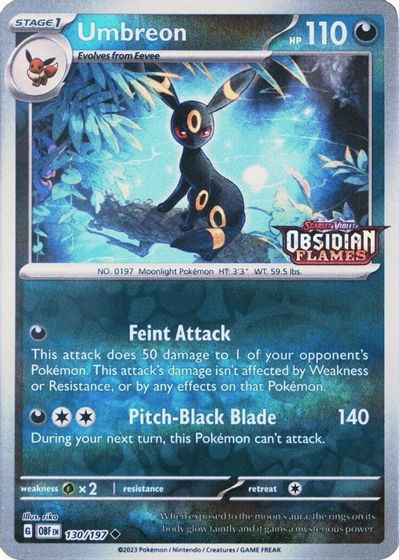 Umbreon (Obsidian Flames Stamped) card art