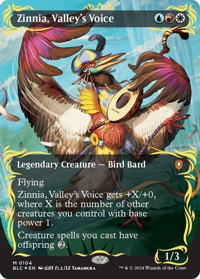 Zinnia, Valley's Voice (Borderless) (Raised Foil) card art