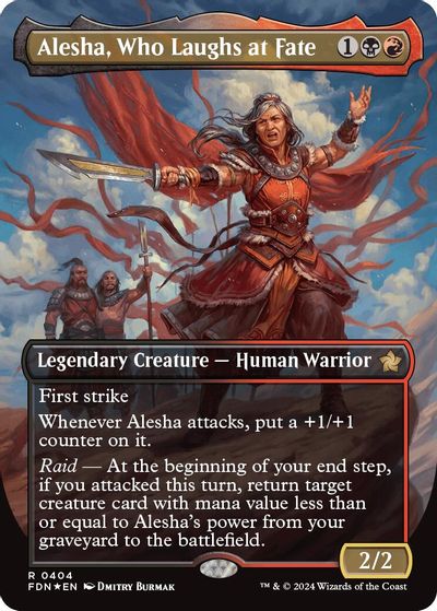 Alesha, Who Laughs at Fate (Borderless) (Mana Foil) card art