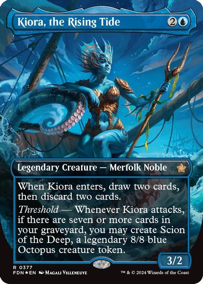 Kiora, the Rising Tide (Borderless) (Mana Foil) card art