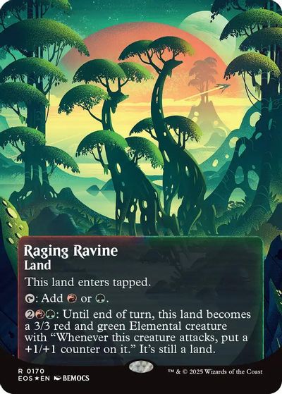 Raging Ravine (0170) (Borderless) (Galaxy Foil) card art