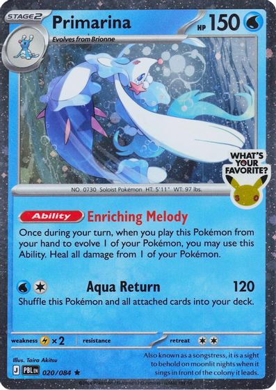 Primarina - 020/084 (What's Your Favorite Stamp) card art