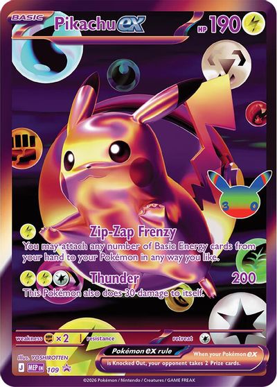 Pikachu ex - 109 (30th Celebration) card art