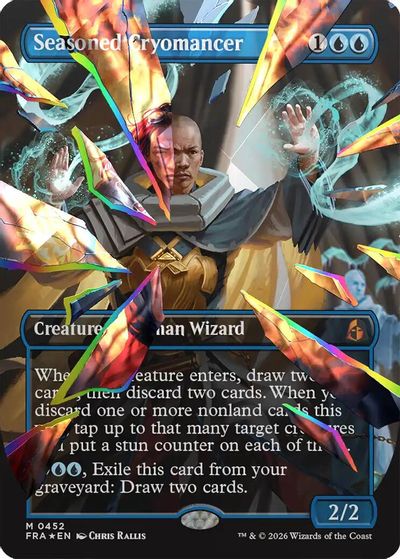 Seasoned Cryomancer (Borderless) (Facet Foil) (0452) card art